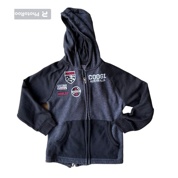 Retro 2016 Coogi Australia Hoodie Kids Size 6 Black Patches Front Zip Ka… - Picture 5 of 12